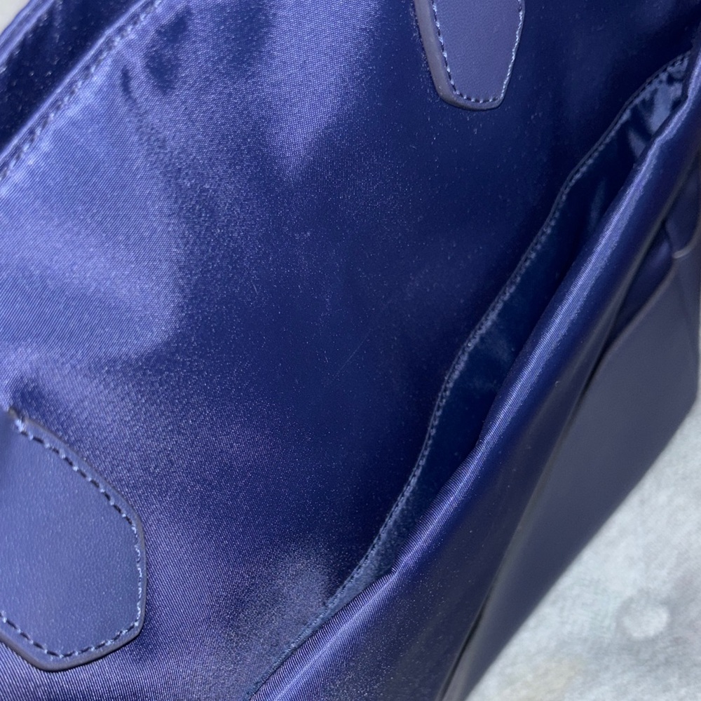 Navy Tote Bag with Leather Trim - Picture 9 of 11
